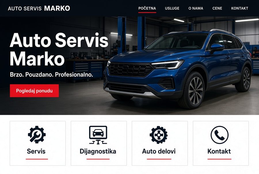 Primer sajta za auto servis