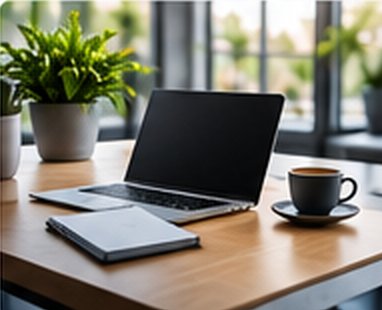 Laptop na uređenom radnom stolu